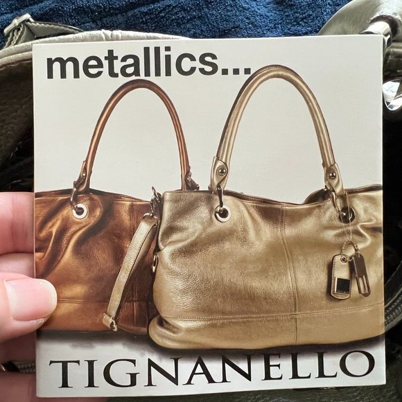 Tignanello Silver Metallic Tote with Shoulder Strap - Leather - Picture 5 of 6